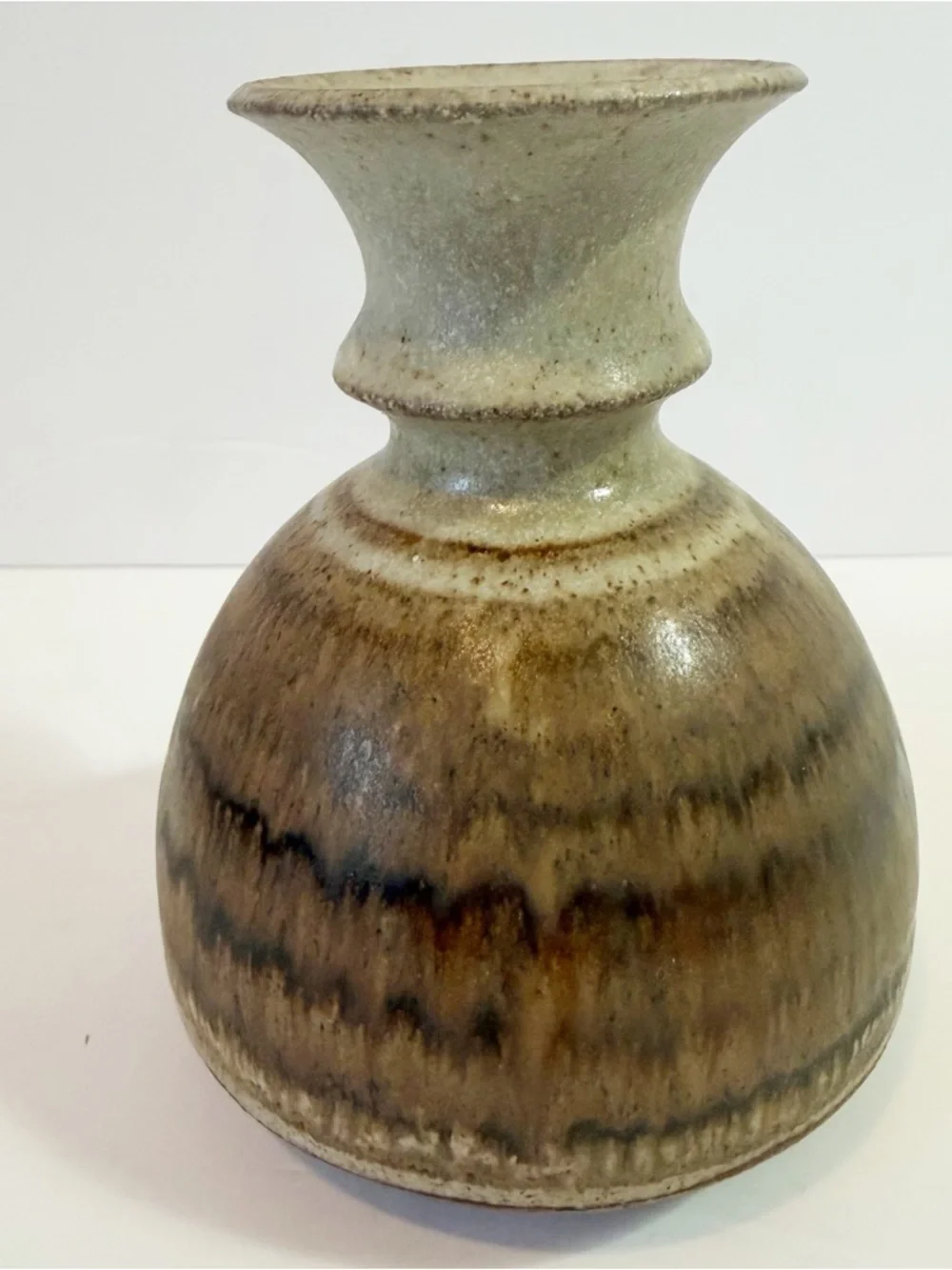 Share Studio Pottery Brown Tan Drip Glaze Vase Natural Rustic Earthen Arts Craft